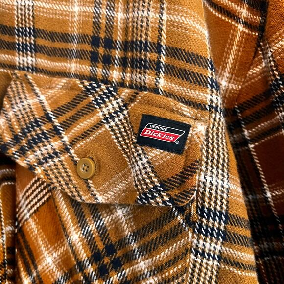 Dickies Men’s Rugged Flex Brown Plaid Pearl Button Down Flannel 3XL 54-56 - Picture 5 of 8